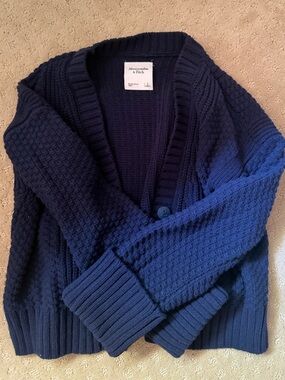 Abercrombie & Fitch Deep Navy Textured Knit Cardigan